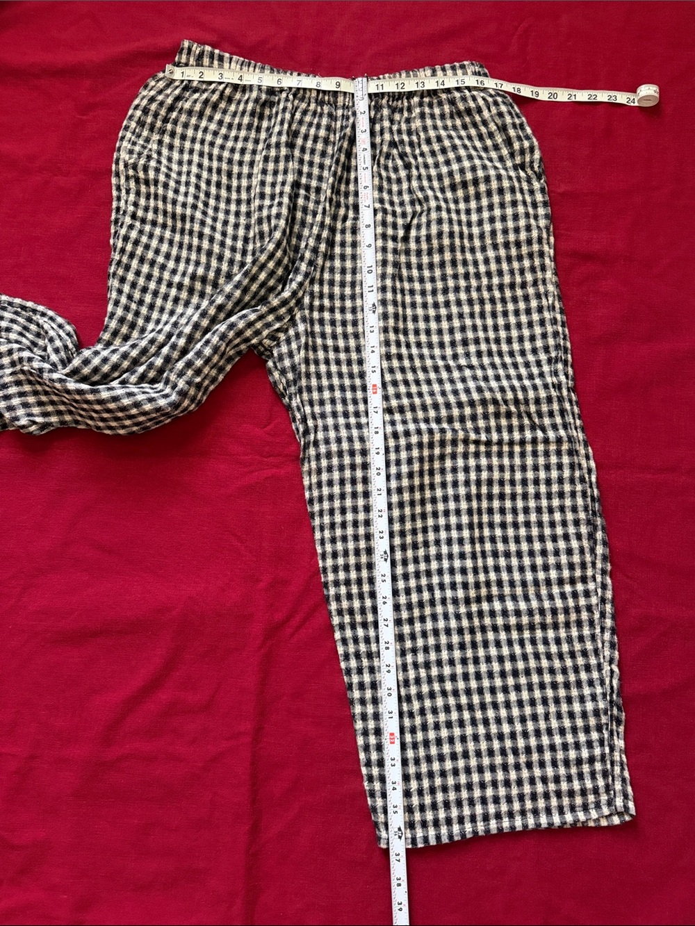 Flax Sz L Black and White Gingham Wide-Leg Pants - Picture 9 of 14